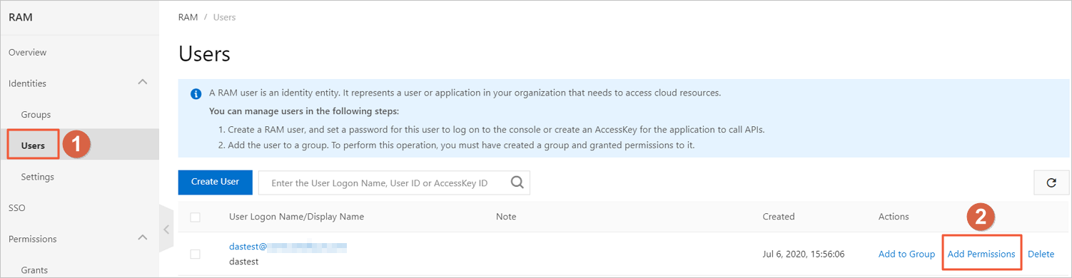 Authorize A Ram User To Manage Domain Names Domain Name Management Alibaba Cloud Documentation Center