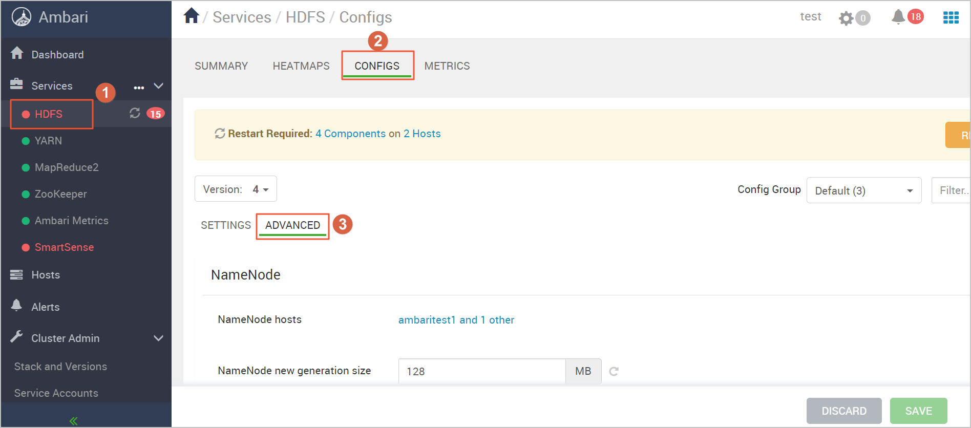 HDFS configuration page