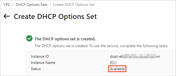 DHCP Option status