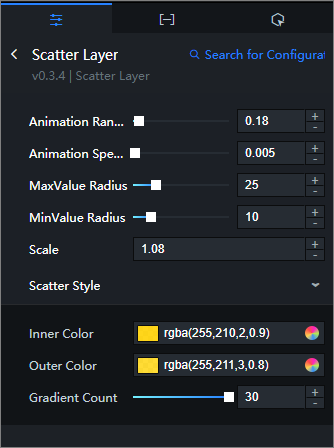 Settings tab of the scatter layer