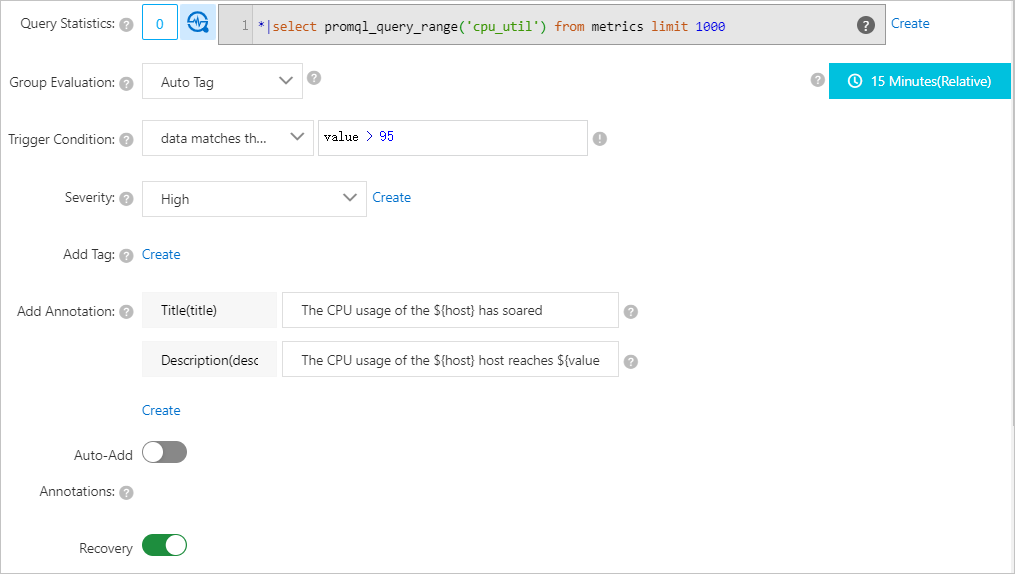 Recovery Notifications parameter