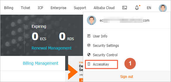 Create an AccessKey pair