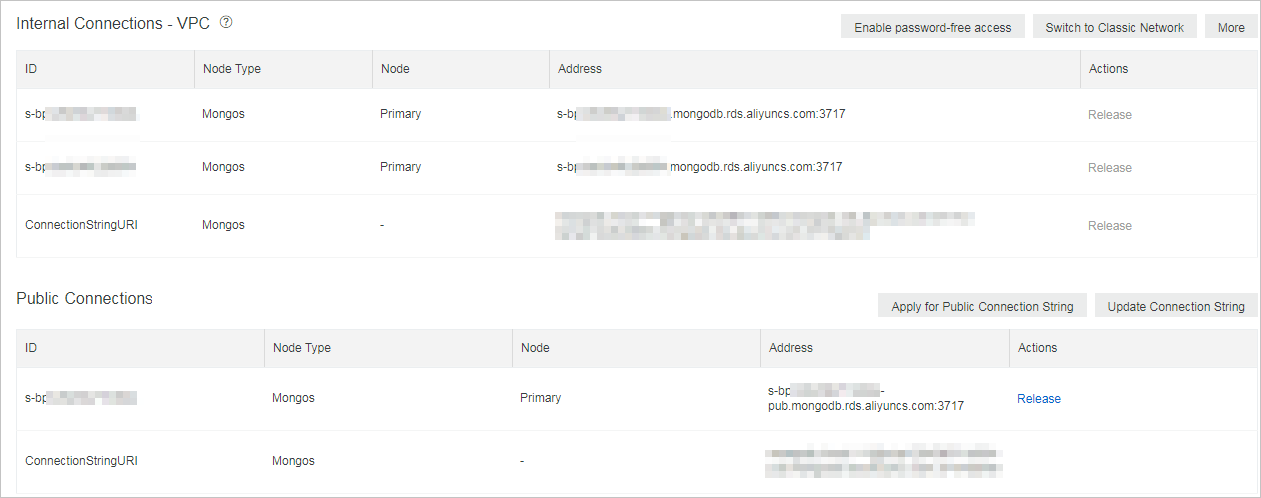 View connection details on a standalone instance