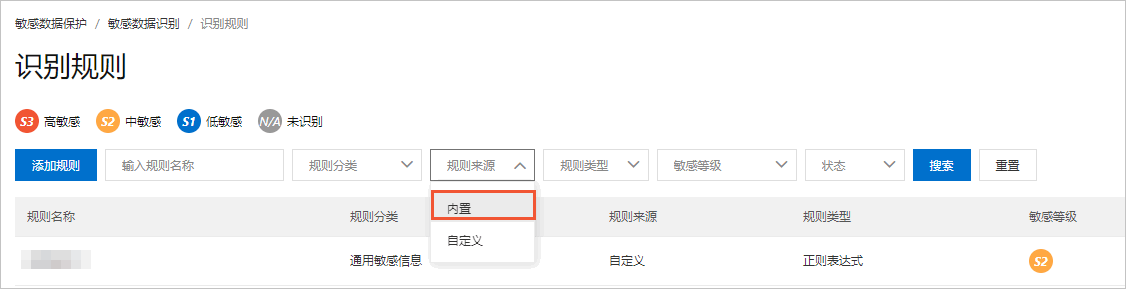 查看内置规则