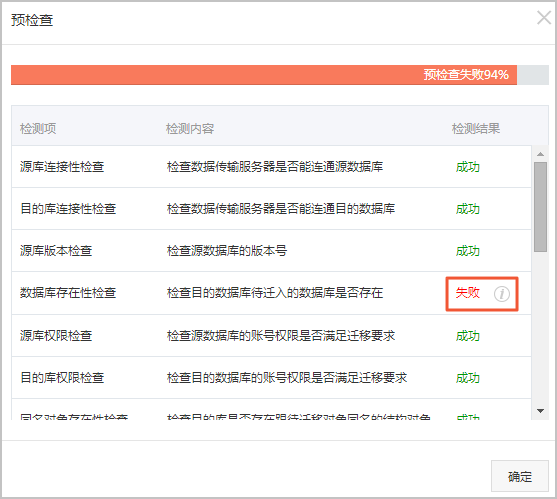 预检查失败