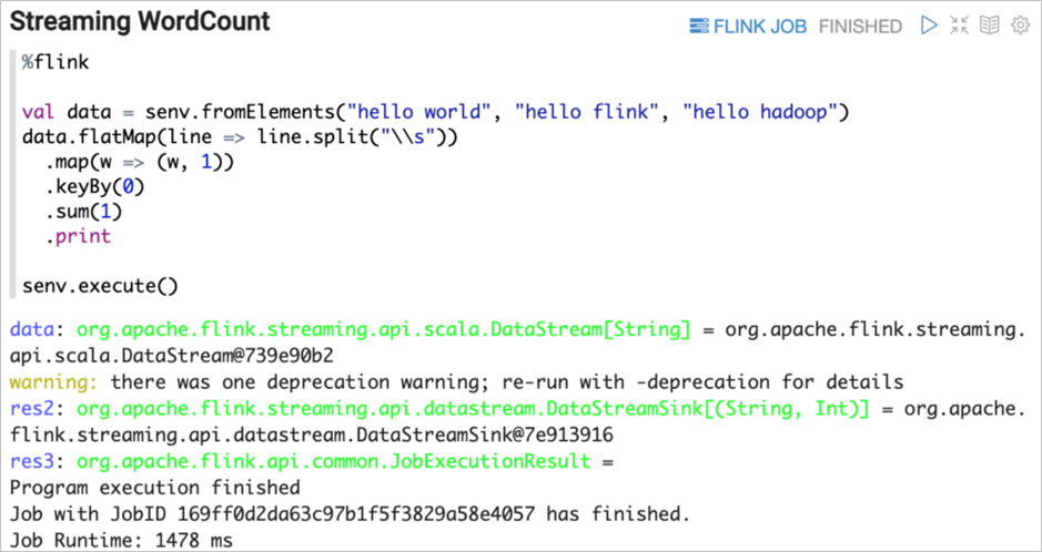 Streaming wordcount