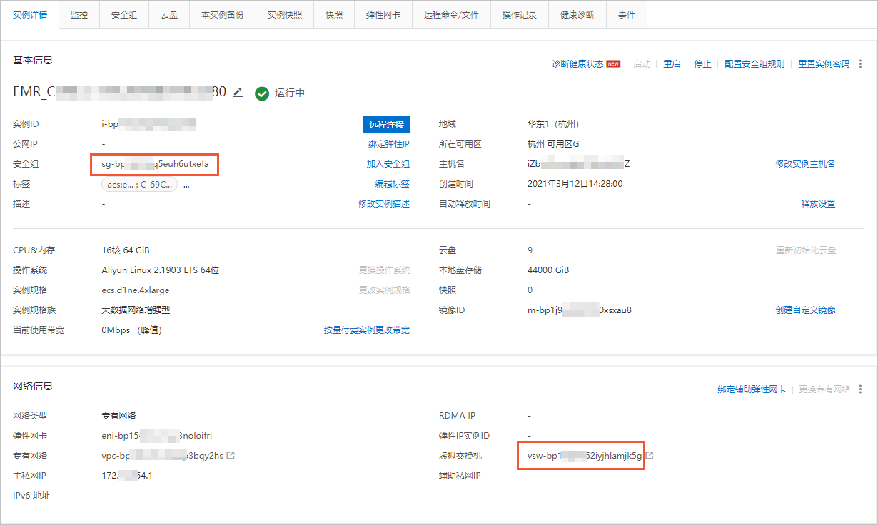 安全组ID和虚拟交换机ID