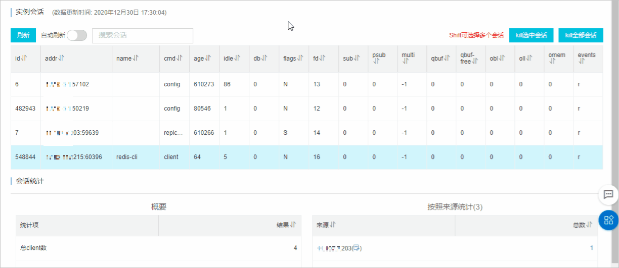 redis-clouddba-实例会话
