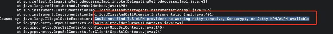 Counld not find TLS ALPN provider