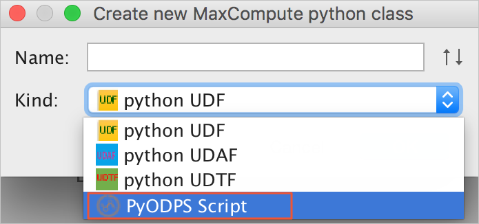 Create new MaxCompute python class