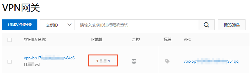 VPN网关公网IP地址