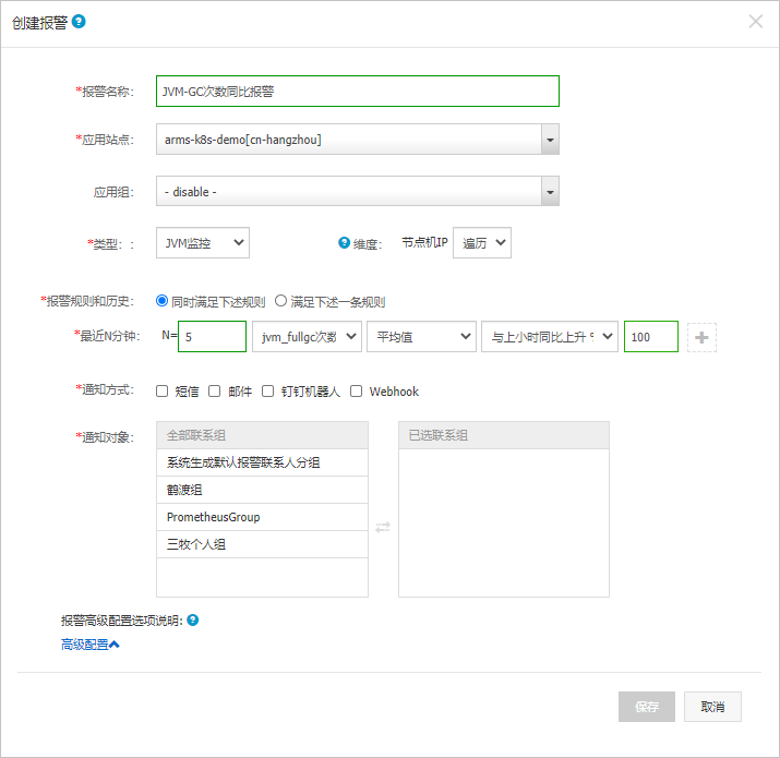 Application Monitoring Alarm