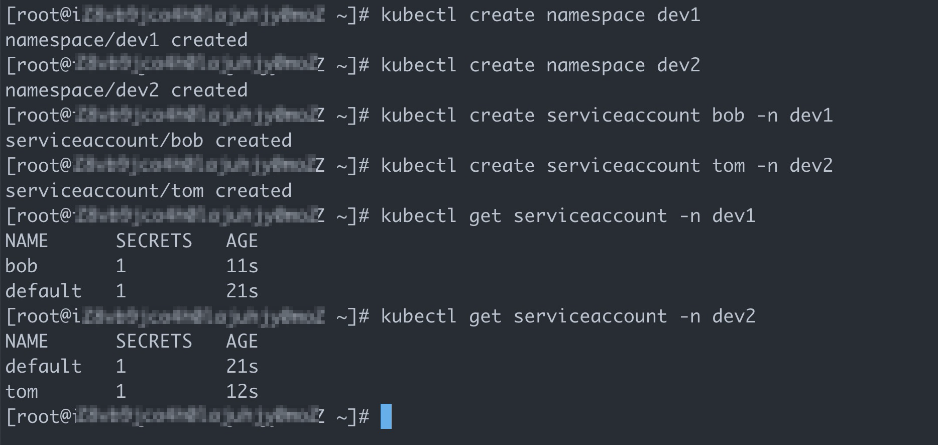 namespace serviceacount